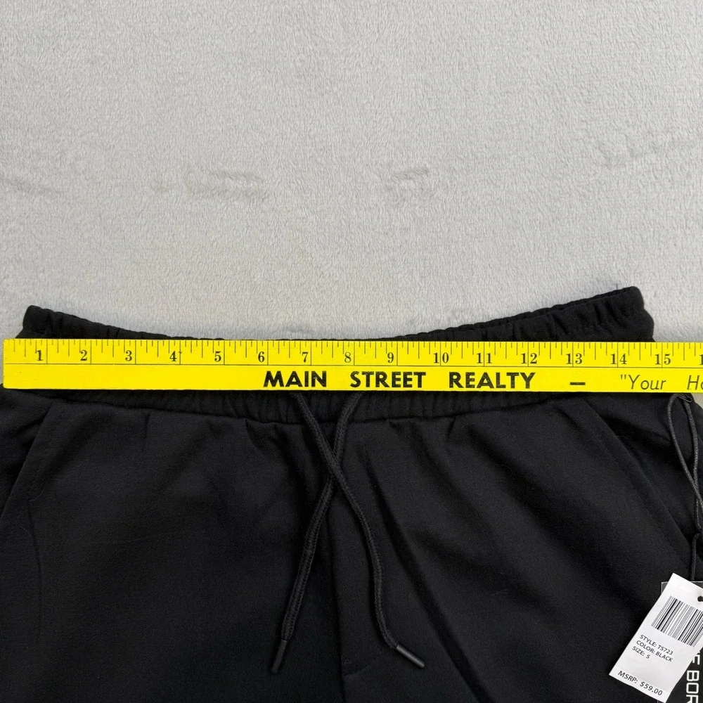 True Born Shorts Mens Small Black Knit‎ Drawstring Waist Zipper Pockets
